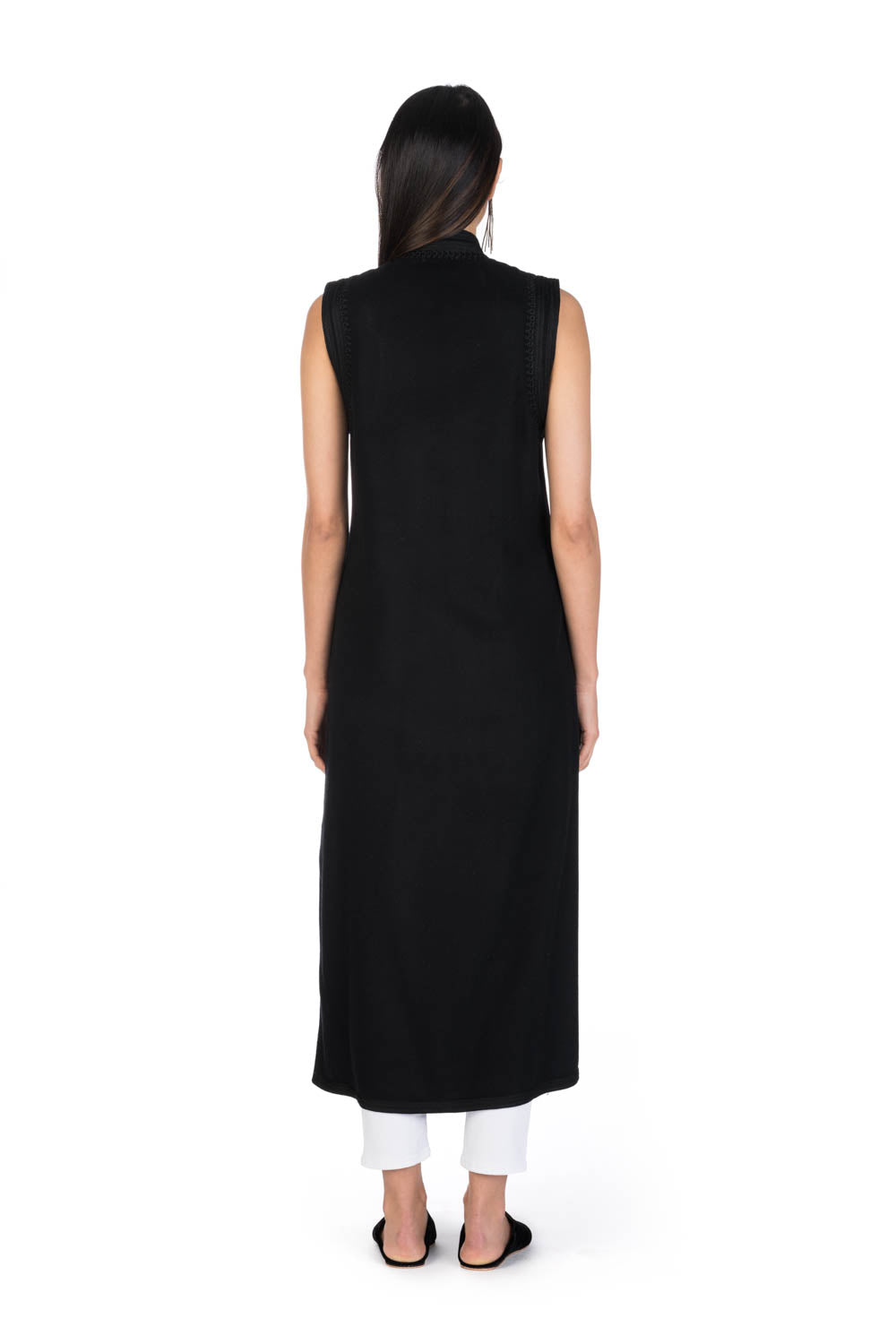 Black Moroccan Cashmere Long Tunic Vest