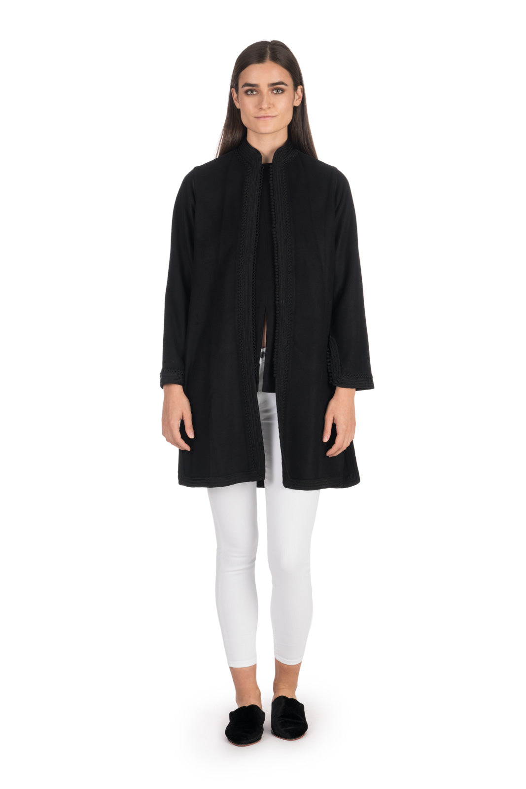 Black Moroccan Cashmere Tunic Coat