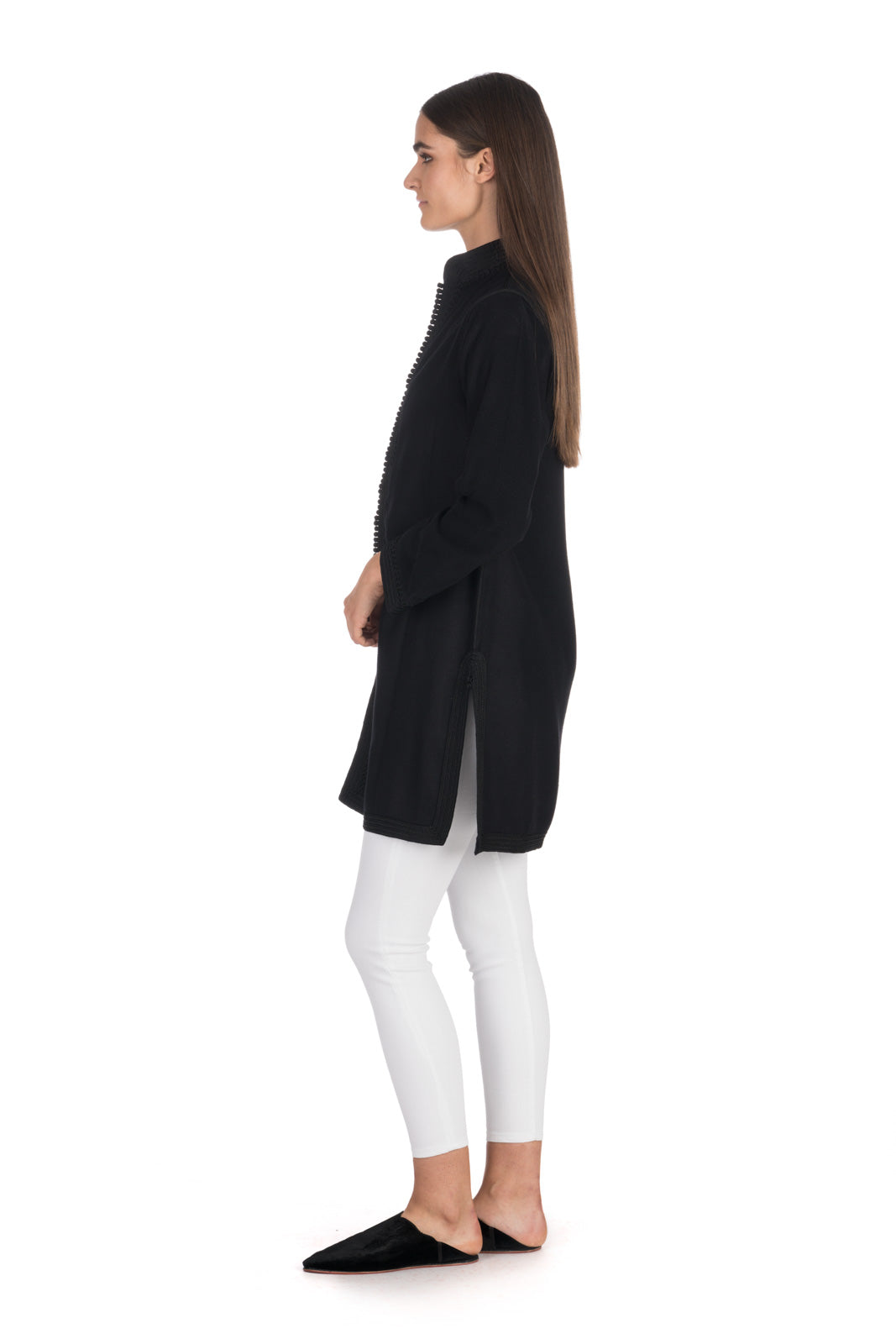 Black Moroccan Cashmere Tunic Coat