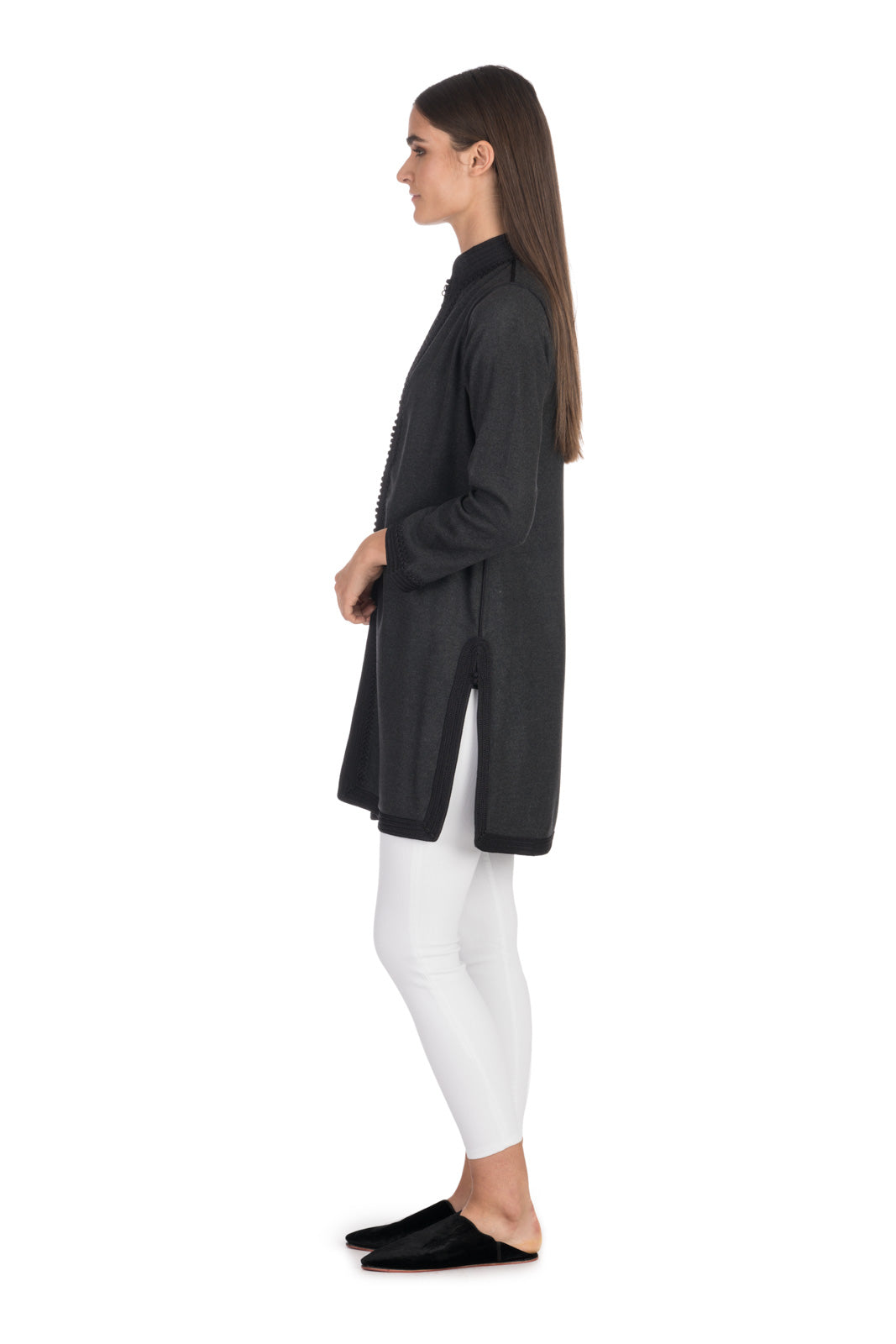 Charcoal Moroccan Cashmere Tunic Coat