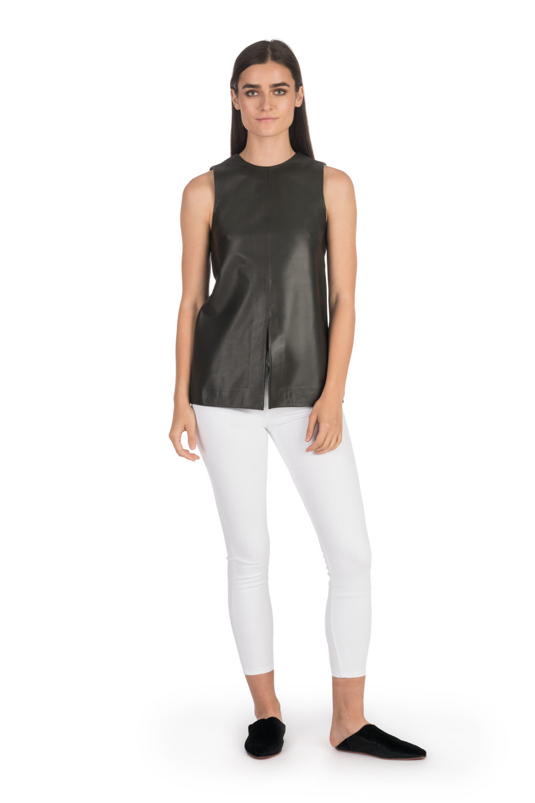 Forest Green Leather Tunic Top