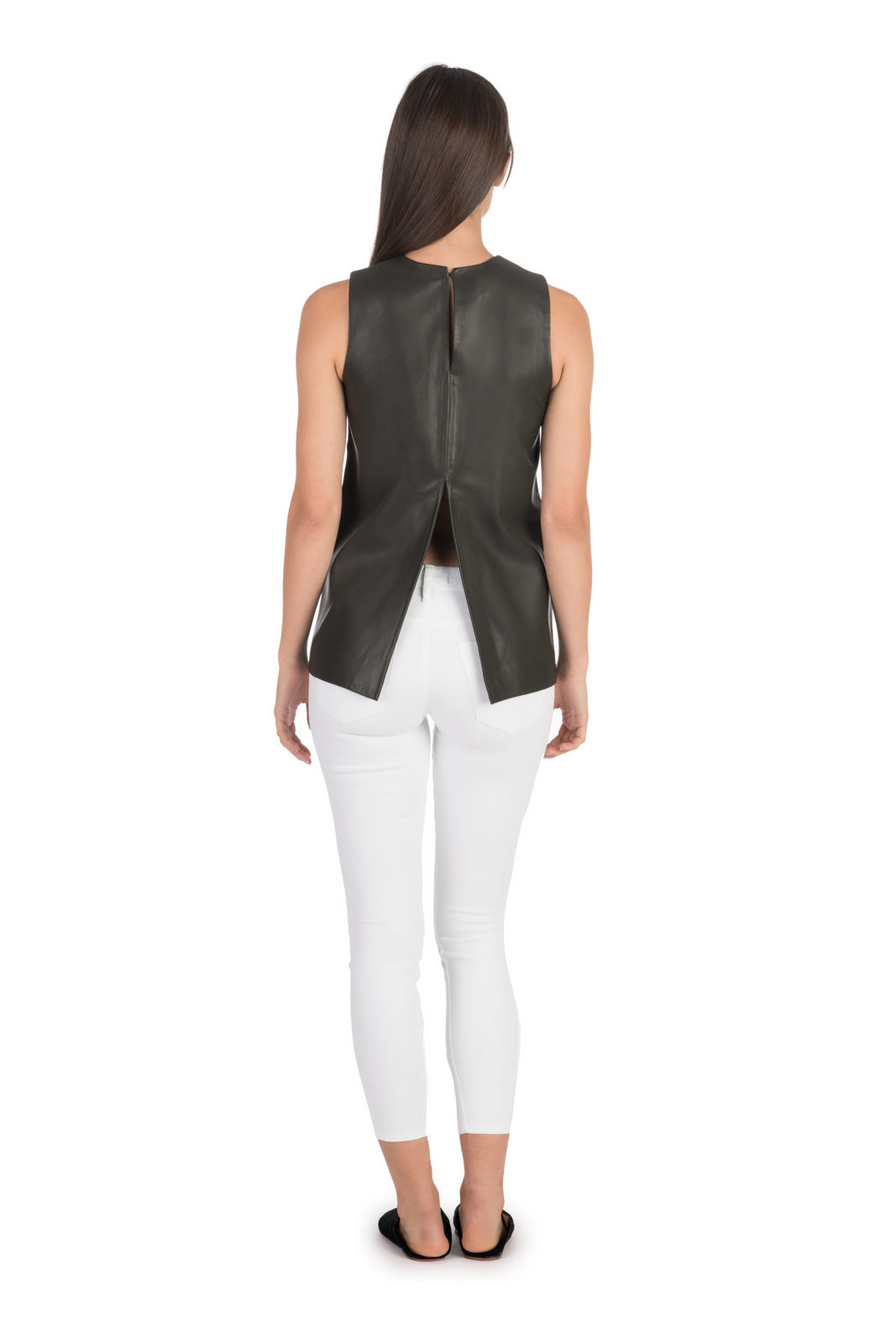 Forest Green Leather Tunic Top