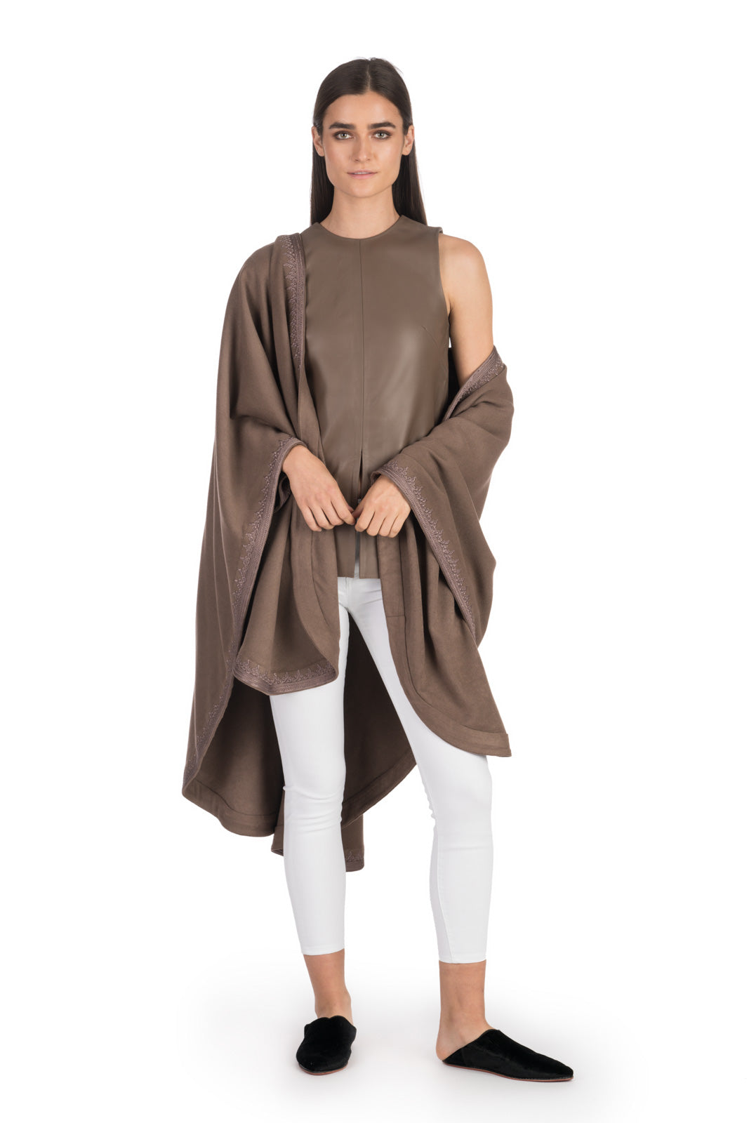 Taupe Leather Tunic Top