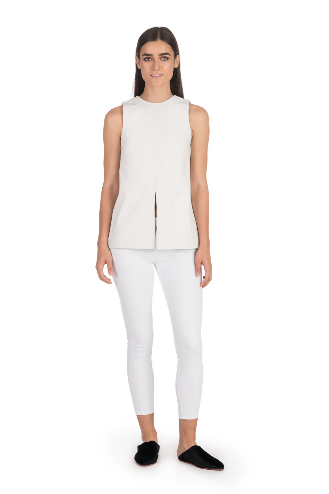 White Leather Tunic Top