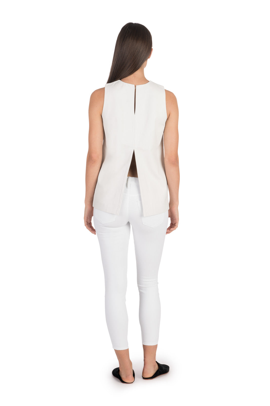 White Leather Tunic Top