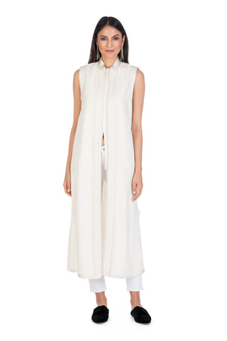 Ivory Moroccan Cashmere Long Tunic Vest