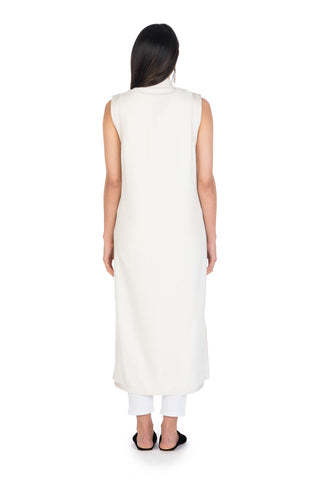 Ivory Moroccan Cashmere Long Tunic Vest