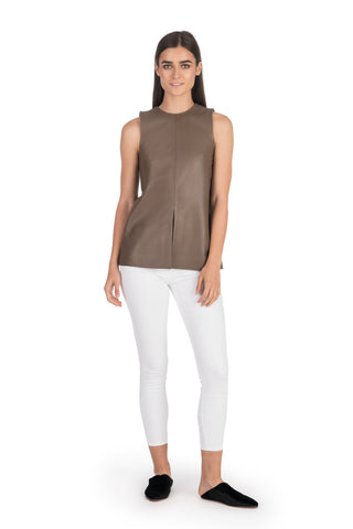 Taupe Leather Tunic Top
