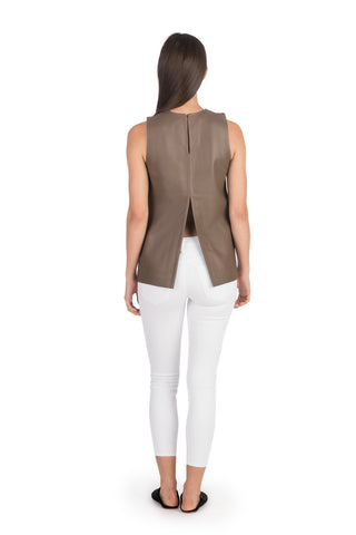 Taupe Leather Tunic Top